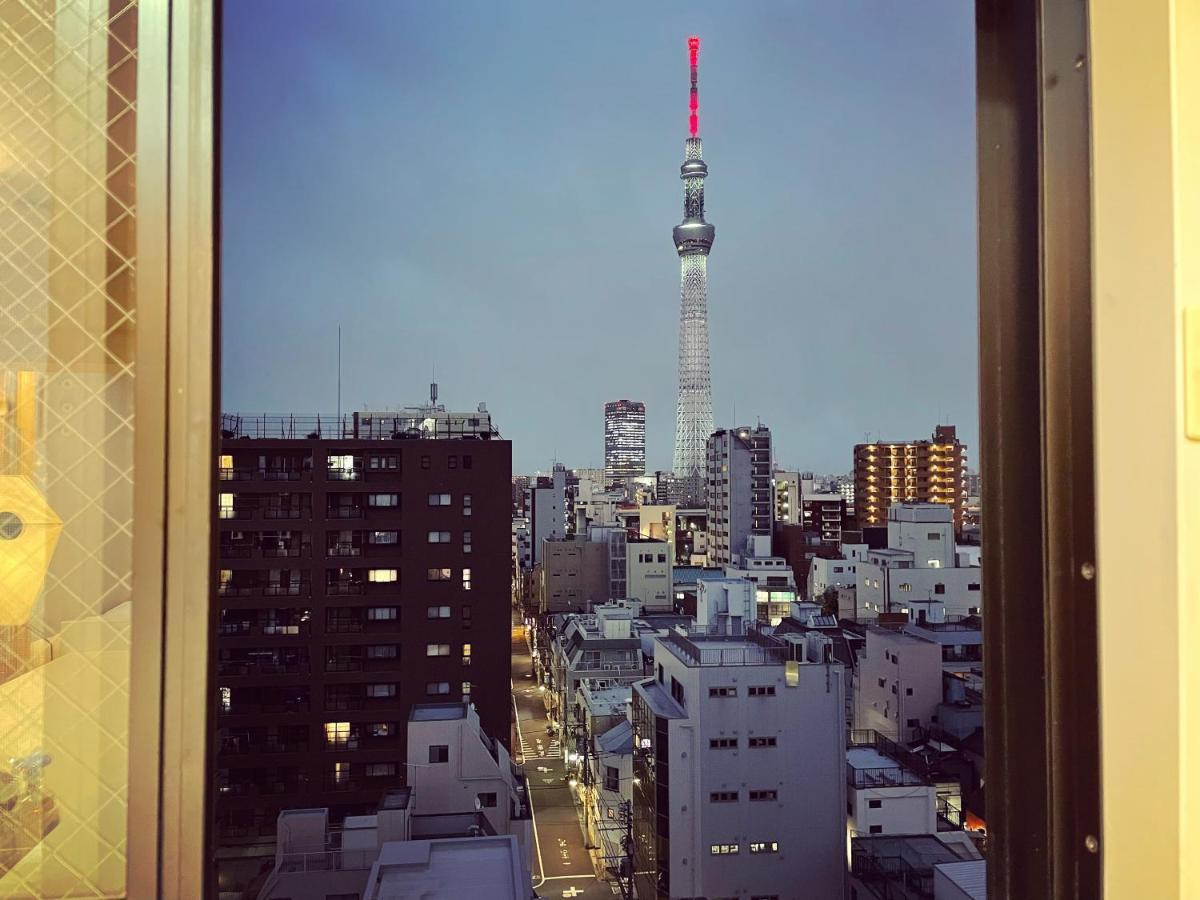 Ferienwohnung 浅草スカイツリービューテラス 浅草寺3分 浅草駅6分 2-10人 成田&羽田空港直通 Präfektur Tokio Exterior foto